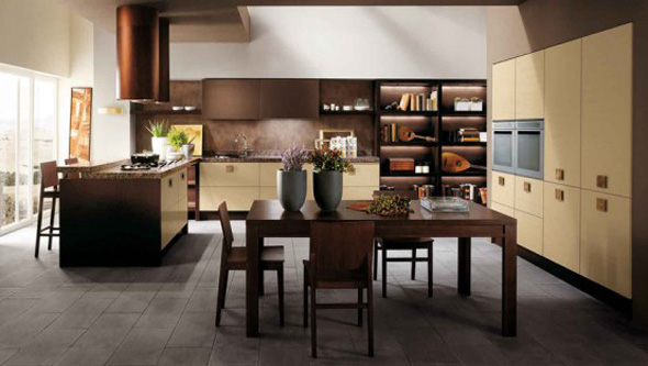 contemporary brown kitchen interior decorating design
