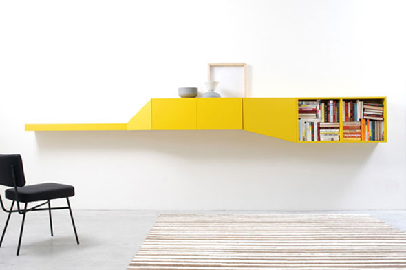 modern yellow modular storage shelving designs