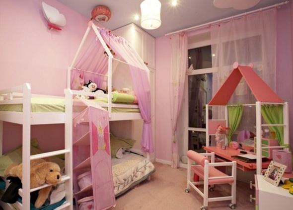 creative pink theme children bedroom design