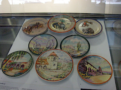 Old California, artist painted plates