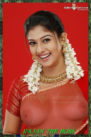 nayan-thara-boobs-saree