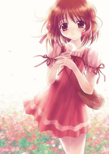 Garota de rosa, com flores