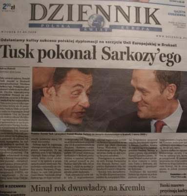 Dziennik 3 marca 2009, kryzys, Tusk, Sarkozy, szczyt UE