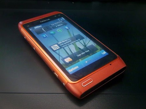 orange nokia n8 front