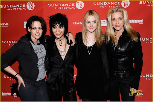 PARK CITY, UT - JANUARY 24:  (L-R) Actress Kristen Stewart, musician Joan Jett, actress Dakota Fanning and musician Cherie Currie attend "The Runaways" premiere during the 2010 Sundance Film Festival at Eccles Center Theatre on January 24, 2010 in Park City, Utah.  (Photo by Jemal Countess/Getty Images)
