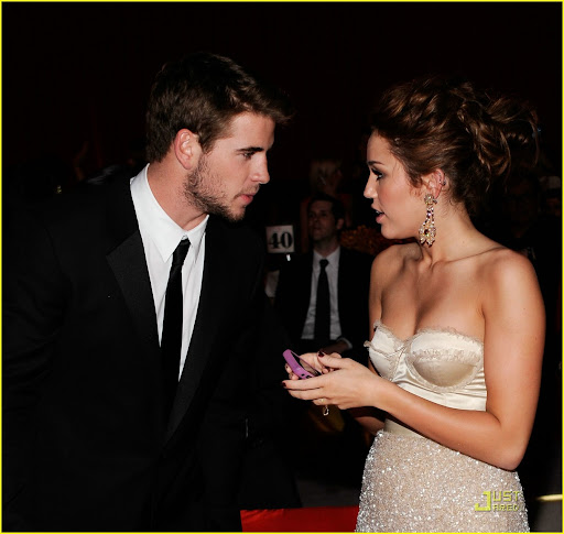 WEST HOLLYWOOD, CA - MARCH 07: *EXCLUSIVE ACCESS, PREMIUM RATES APPLY* Actor Liam Hemsworth and Singer/Actress Miley Cyrus attend the 18th Annual Elton John AIDS Foundation Academy Award Party at Pacific Design Center on March 7, 2010 in West Hollywood, California. (Photo by Larry Busacca/Getty Images)