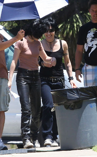 07-16-09 Los Angeles, CA Actress Kristen Stewart and rock legend Joan Jett are seen on the set of 'The Runaways' in Los Angeles. NON-EXCLUSIVE PIX by Flynet ©2009 818-307-4813 Nicolas