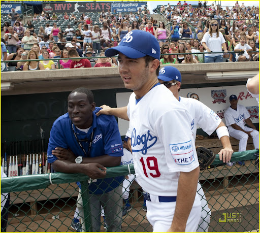 NEW BRITAIN, CT - AUGUST 13: Jonas Brother Kevin Jonas thrills the crowds playing a Road Dogs baseball game to support Allstate's X the TXT at the New Britain Stadium on August 13, 2010 in New Britain, Connecticut. (Photo by Wendy Carlson/Getty Images)