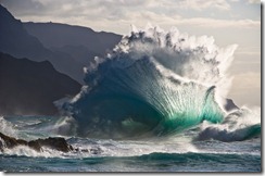 When the wave conditions are right a wave appears, infrequently, as a result of the splash back off the cliff connecting with an incoming wave. This causes the incoming wave to pop up, creating fan-like shapes. On this particular day, over the two hours I spent on the rocks, this wave only appeared once. This is that shot. (Photo and caption by Aaron Feinberg) When the wave conditions are right a wave appears, infrequently, as a result of the splash back off the cliff connecting with an incoming wave. This causes the incoming wave to pop up, creating fan-like shapes. On this particular day, over the two hours I spent on the rocks, this wave only appeared once. This is that shot. (Photo and caption by Aaron Feinberg)
