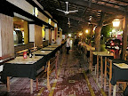 Joa's restaurant with the sidewalk down the middle of the dining room