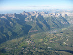 looking down on Mountain Village, the ski area & Telluride, we love getting up on the ridge behind town, always works there in a south