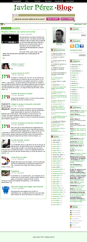 Antiguo dise&ntilde;o del blog de Javier P&eacute;rez
