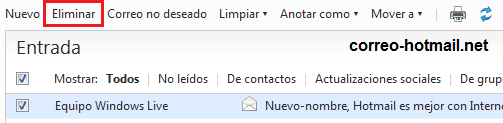 Como eliminar un correo Hotmail