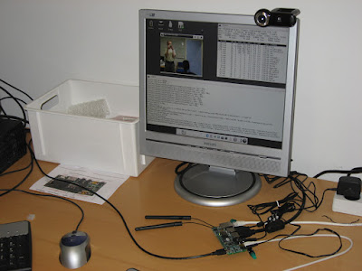 The Gumstix Overo Fire capturing 320x240 video from a Logitech QuicCam Pro 9000 webcam using Gstreamer.