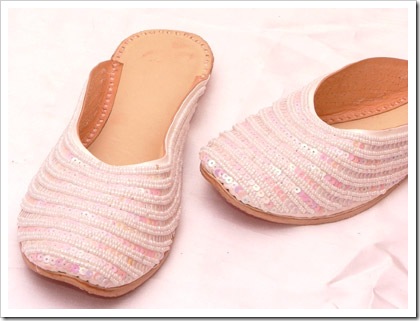 Indian Ethnic Wear, Ladies footwear Punjabi Shoes Jutis  Pink beaded - sequence worked