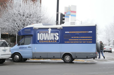 Terry Branstad's campaign bus in downtown Pella