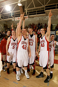 Central Men celebrate in front of the home fans (Photo by Dan L. Vander Beek)