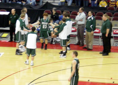 Matt Dowie is introduced before Pella's 3-A Semifinal against Mt. Pleasant