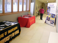 Display tables from Iowa, Iowa State and Northern Iowa at "Explore Engineering"