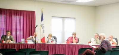 (L to R) Pella City Administrator Mike Nardini, Mayor Darrell Dobernecker, City Clerk Ronda Brown, and Councilmen Bruce Schiebout, Jim Mueller and Rich Savery