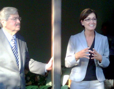 Kim Reynolds speaks at a private fundraiser in Pella