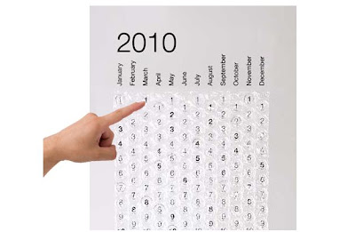 calendário criativo com bolhas