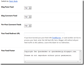 feedburner blogger settings feedburner blogger settings