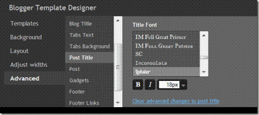 blogger template designer font change