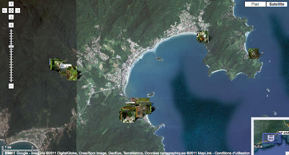 Localisation des photos autour de Maranduba (Ubatuba, SP) : à l'est : Lagoinha ; à l'ouest : Arariba ; au sud : Pulso et Caçandoca