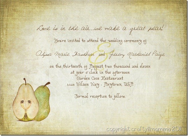 perfect pear wedding invitation