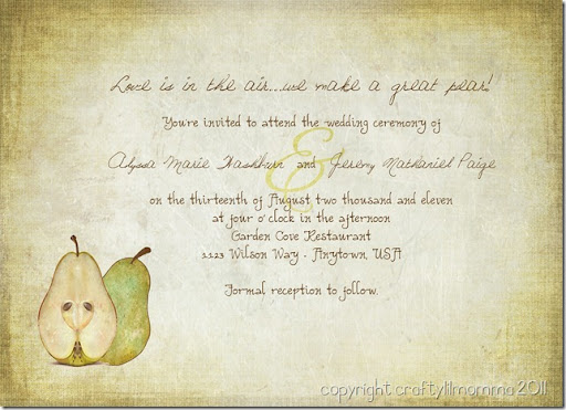 The perfect pear vintage wedding invitation