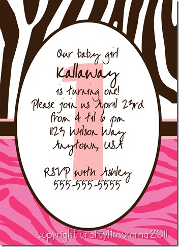 hot pink zebra invite