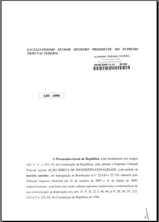 ADI 4086 Constitucionalidade Procedimento Perda Mandato Infidelidade Partidária