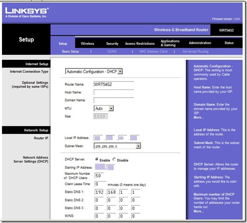 admin screen