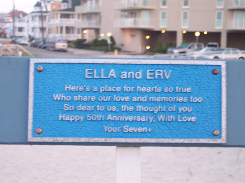 Ella and ErvHere's a place for hearts so trueWho share our love and memories tooSo dear to us, the thought of youHappy 50th anniversary, with loveYour Seven+