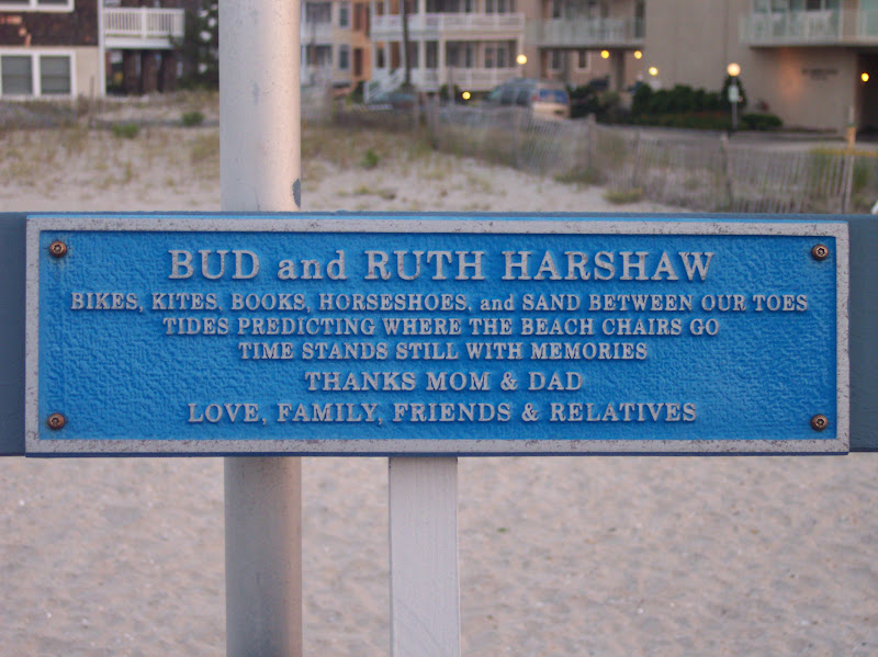 Bud and Ruth HarshawBikes, Kites, Books, Horsehoes and Sand between our toesTide predicting where the beach chairs goTime stands still with memoriesThanks Mom & DadLove, Family, Friends & Relatives