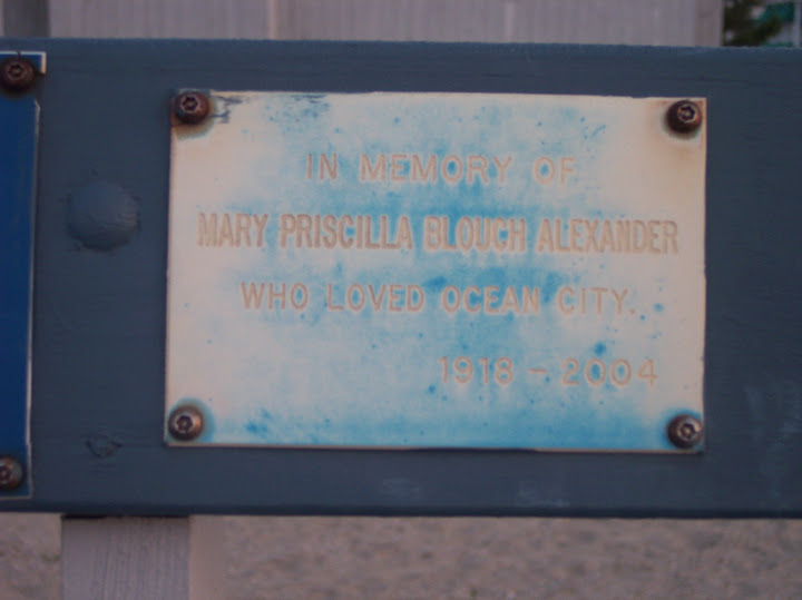 In memory ofMary Priscilla Blouch AlexanderWho loved Ocean City1918 - 2004