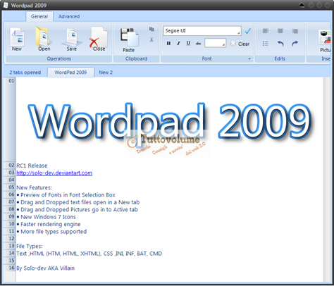 wordpad 2009.