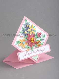 Pink spring card, side view