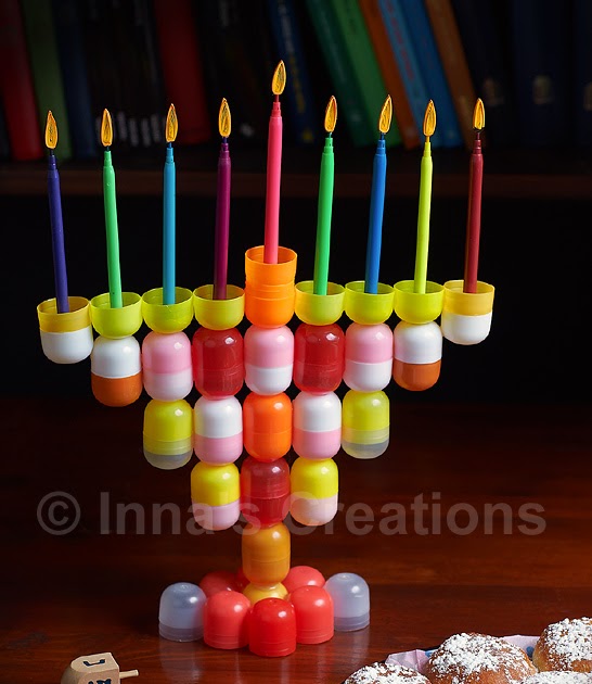 Inna's Creations Hanukkah Menorah made from recycled materials
