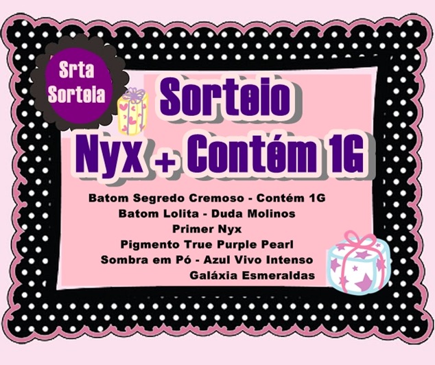 sorteio nyx e contem 1g sorteio nyx e contem 1g