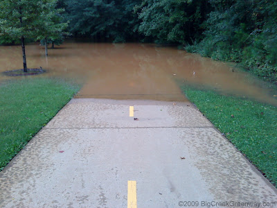 Flooded Entrance to Big Creek Greenway at Kimball Bridge