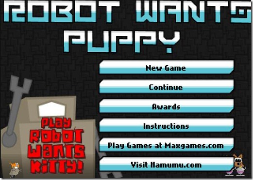 Robot wants puppy free web game (title)