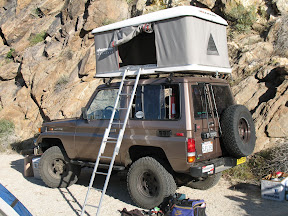 Our BJ70 with the Maggiolina tent set up