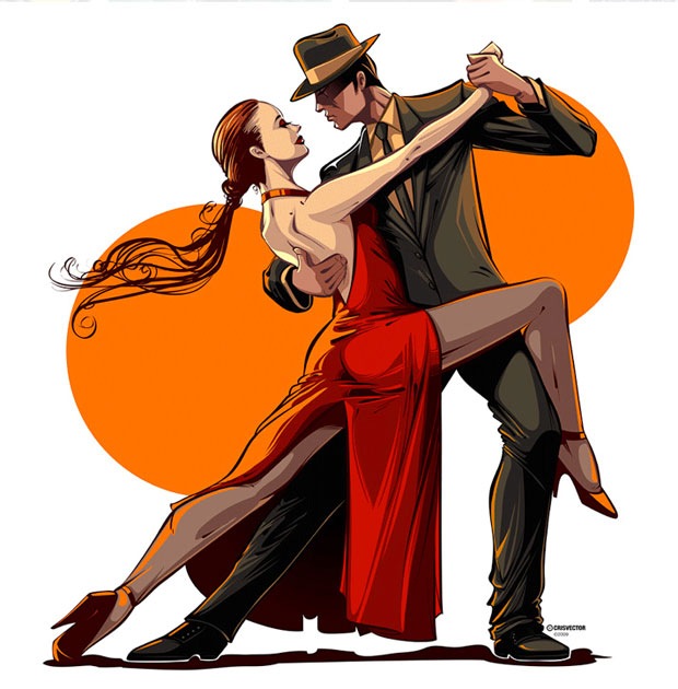 Tango Dance Couple Vector Illustration