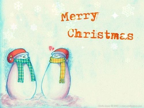 .Penguins Greet in Christmas .Penguins Greet in Christmas