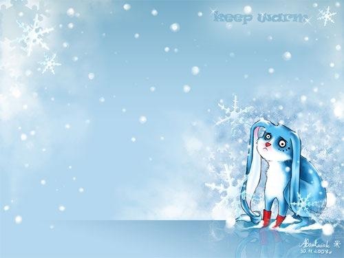 Blue Winter Rabbit Wallpaper Blue Winter Rabbit Wallpaper