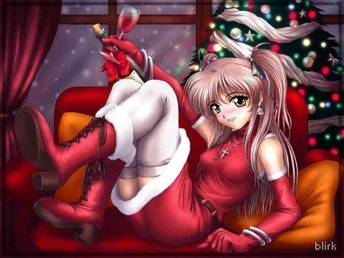 Cute Christmas Anime Girl Desktop Wallpaper