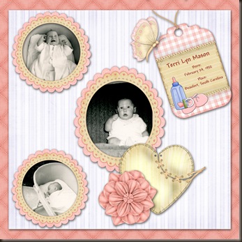 Kit used is Baby Robin PageKit by Lynn Griffin.  Font is Andy