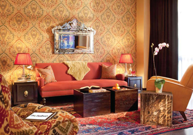 redbury LA Hollywood hotel interior design decor red